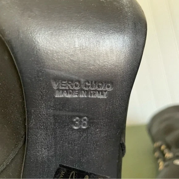 NWT Free People STUDDED DAKOTA Mid Calf Boots in Black Leather *Italy* - Picture 9 of 13